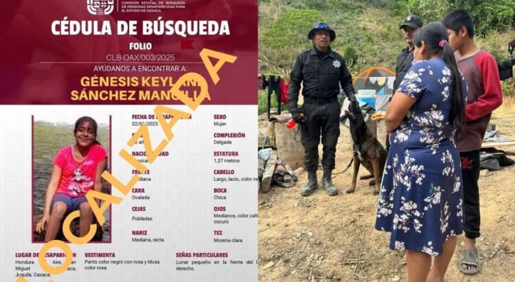 Localizan con vida a Génesis Keylani, niña de 12 años que desapareció en la Sierra Sur de Oaxaca
