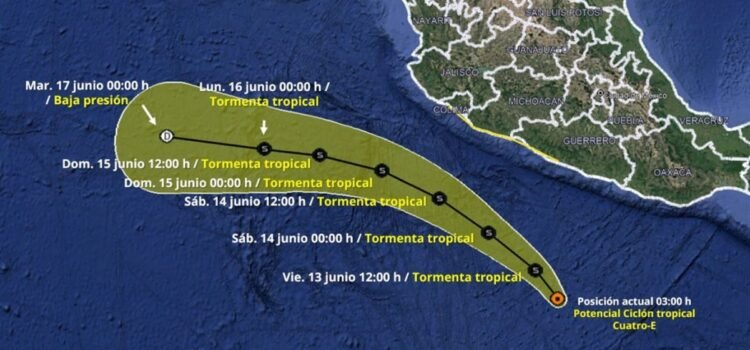 Se mantiene “alerta azul” en Oaxaca por potencial de ciclón tropical Cuatro-E; pero advierten que aumenta su velocidad de desplazamiento