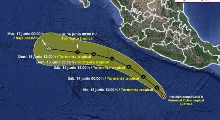 Se mantiene “alerta azul” en Oaxaca por potencial de ciclón tropical Cuatro-E; pero advierten que aumenta su velocidad de desplazamiento