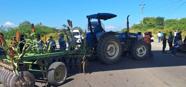 Productores de sorgo bloquean la carretera Panamericana en Oaxaca para exigir mejores precios